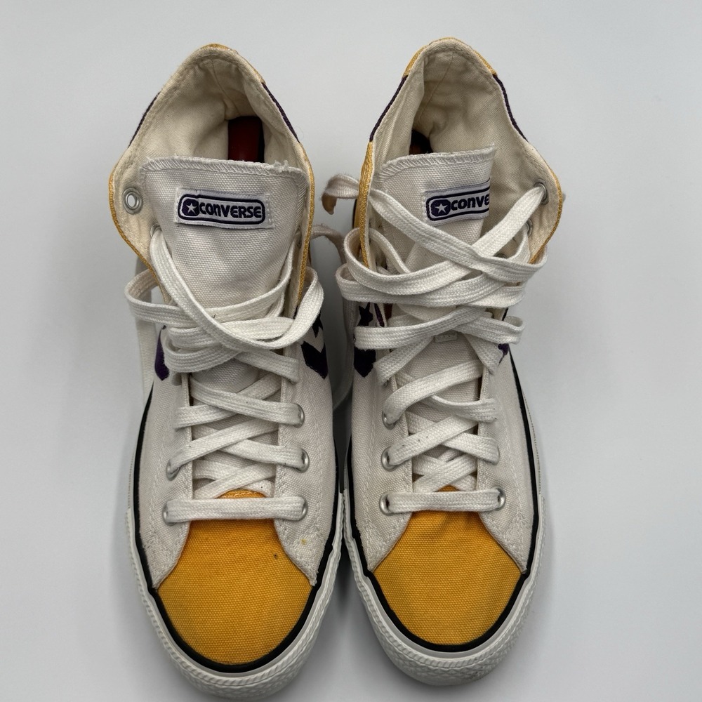 Converse All Star Chevron Hi White Purple Gold Men's 8 Women's 10 Canvas
